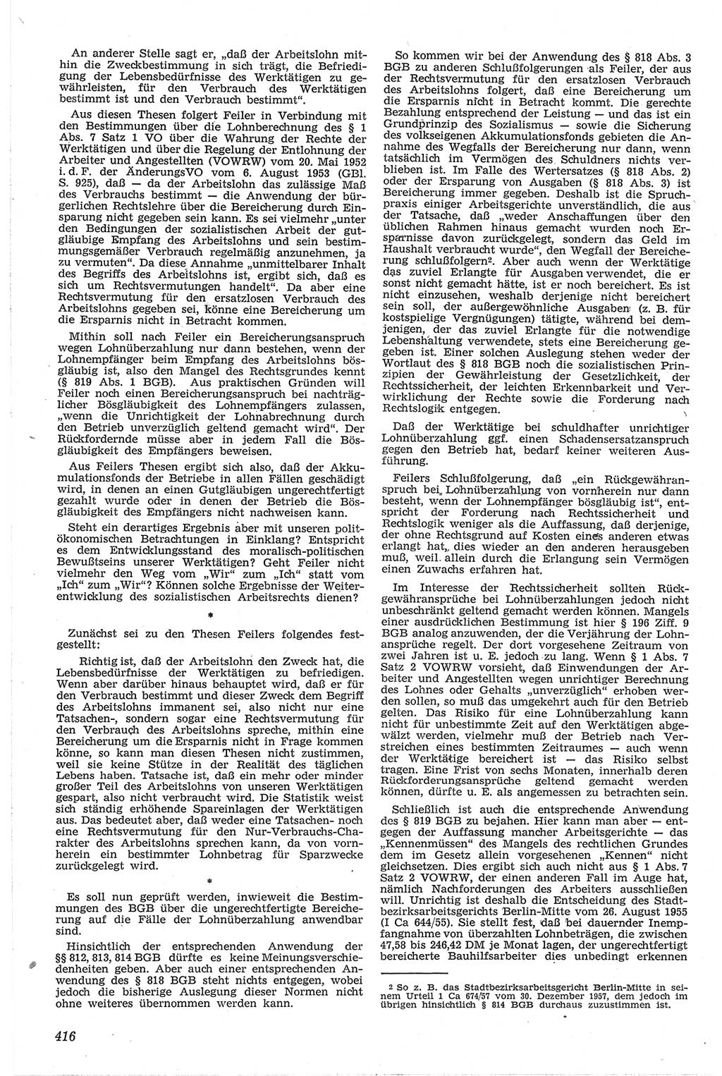 Neue Justiz (NJ), Zeitschrift für Recht und Rechtswissenschaft [Deutsche Demokratische Republik (DDR)], 13. Jahrgang 1959, Seite 416 (NJ DDR 1959, S. 416)