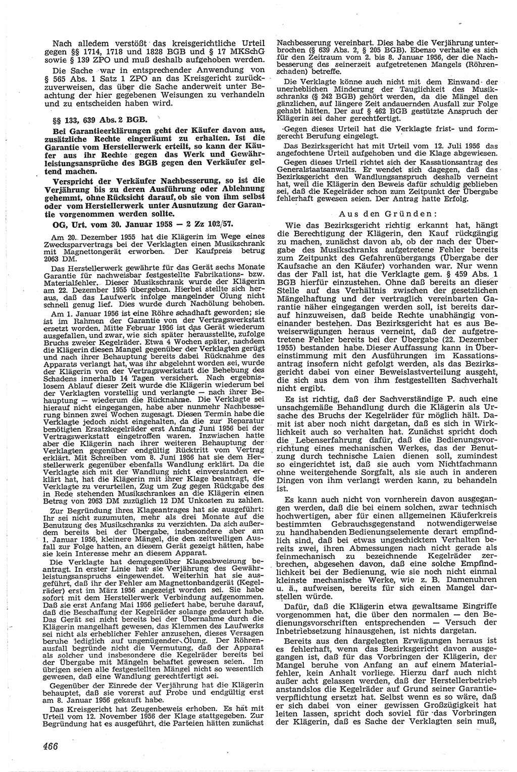 Neue Justiz (NJ), Zeitschrift für Recht und Rechtswissenschaft [Deutsche Demokratische Republik (DDR)], 13. Jahrgang 1959, Seite 466 (NJ DDR 1959, S. 466)