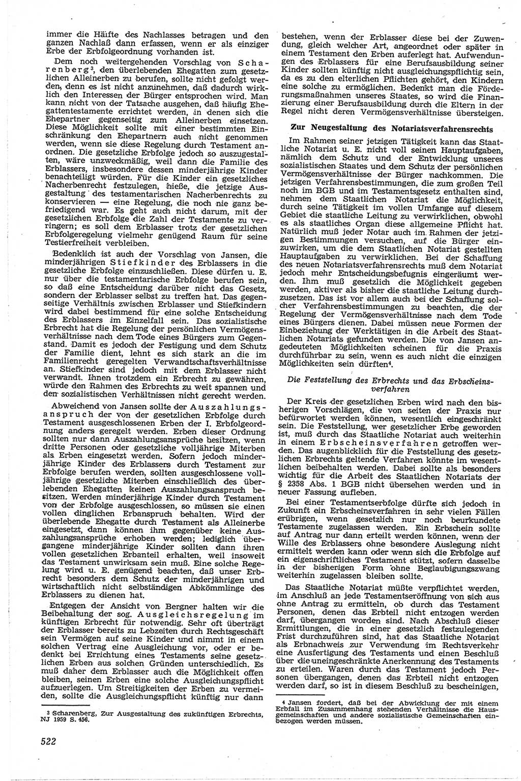 Neue Justiz (NJ), Zeitschrift für Recht und Rechtswissenschaft [Deutsche Demokratische Republik (DDR)], 13. Jahrgang 1959, Seite 522 (NJ DDR 1959, S. 522)