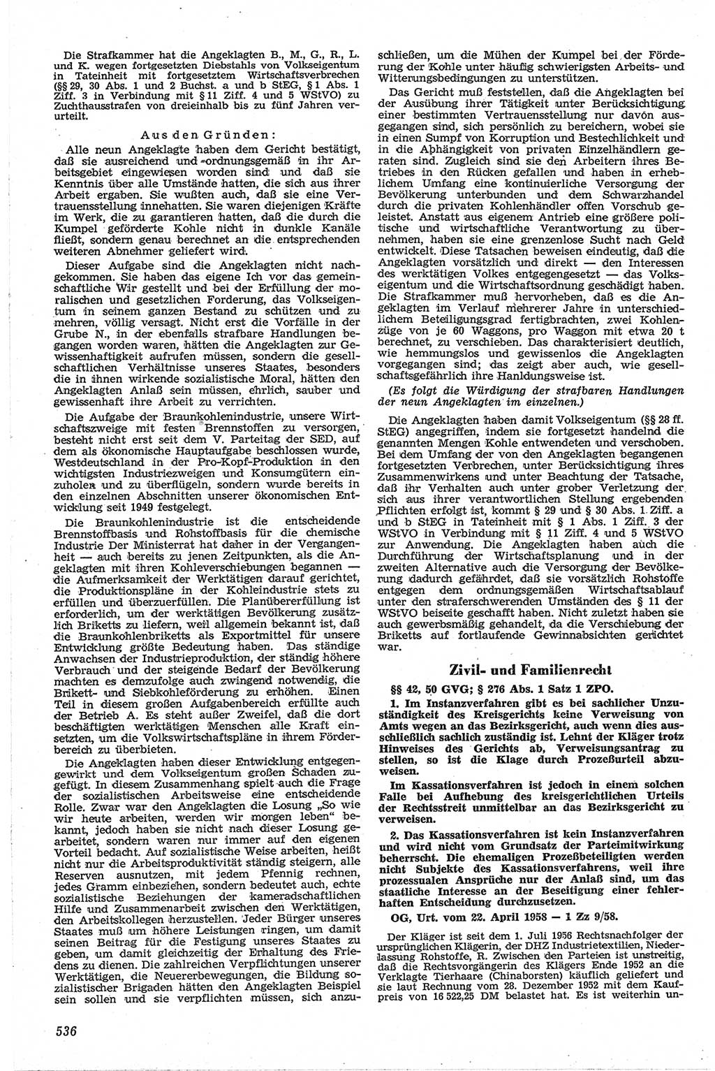 Neue Justiz (NJ), Zeitschrift für Recht und Rechtswissenschaft [Deutsche Demokratische Republik (DDR)], 13. Jahrgang 1959, Seite 536 (NJ DDR 1959, S. 536)