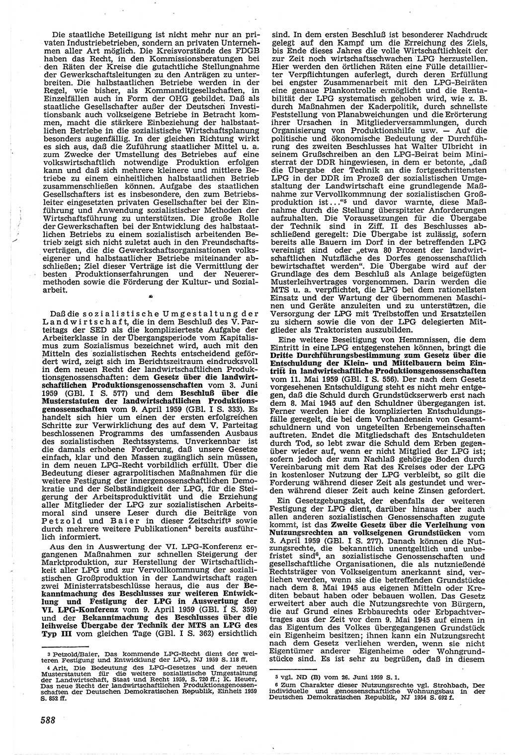 Neue Justiz (NJ), Zeitschrift für Recht und Rechtswissenschaft [Deutsche Demokratische Republik (DDR)], 13. Jahrgang 1959, Seite 588 (NJ DDR 1959, S. 588)