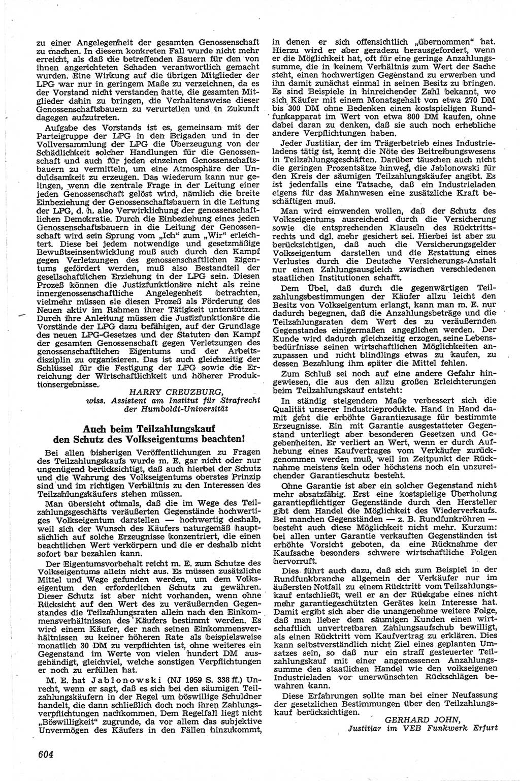 Neue Justiz (NJ), Zeitschrift für Recht und Rechtswissenschaft [Deutsche Demokratische Republik (DDR)], 13. Jahrgang 1959, Seite 604 (NJ DDR 1959, S. 604)