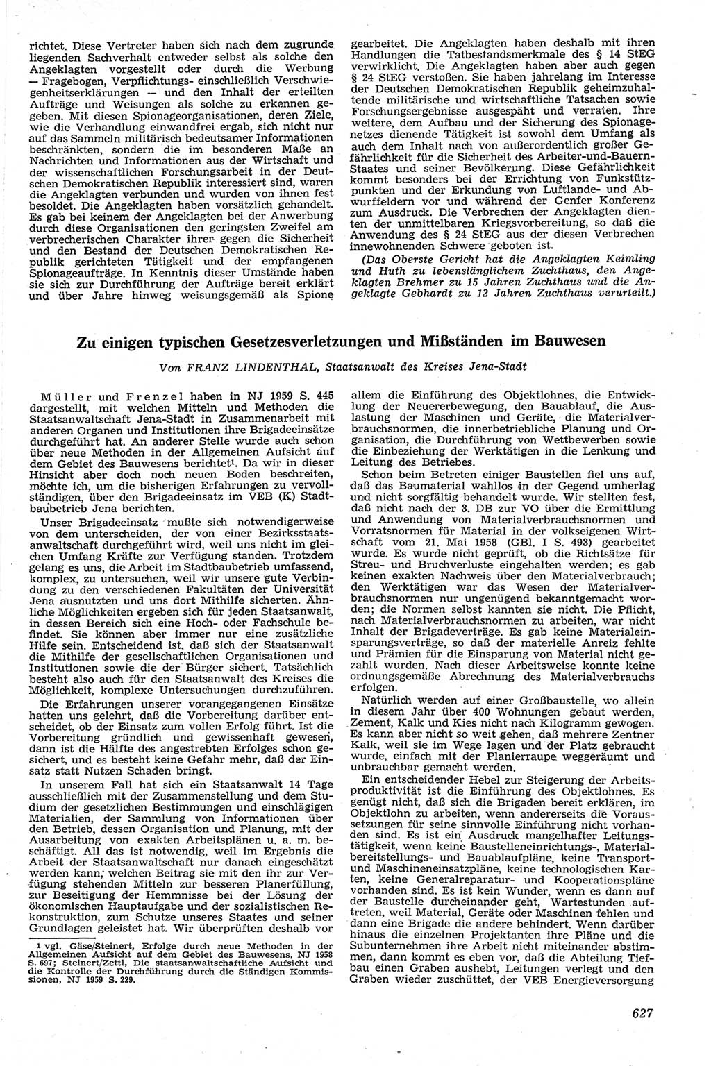 Neue Justiz (NJ), Zeitschrift für Recht und Rechtswissenschaft [Deutsche Demokratische Republik (DDR)], 13. Jahrgang 1959, Seite 627 (NJ DDR 1959, S. 627)