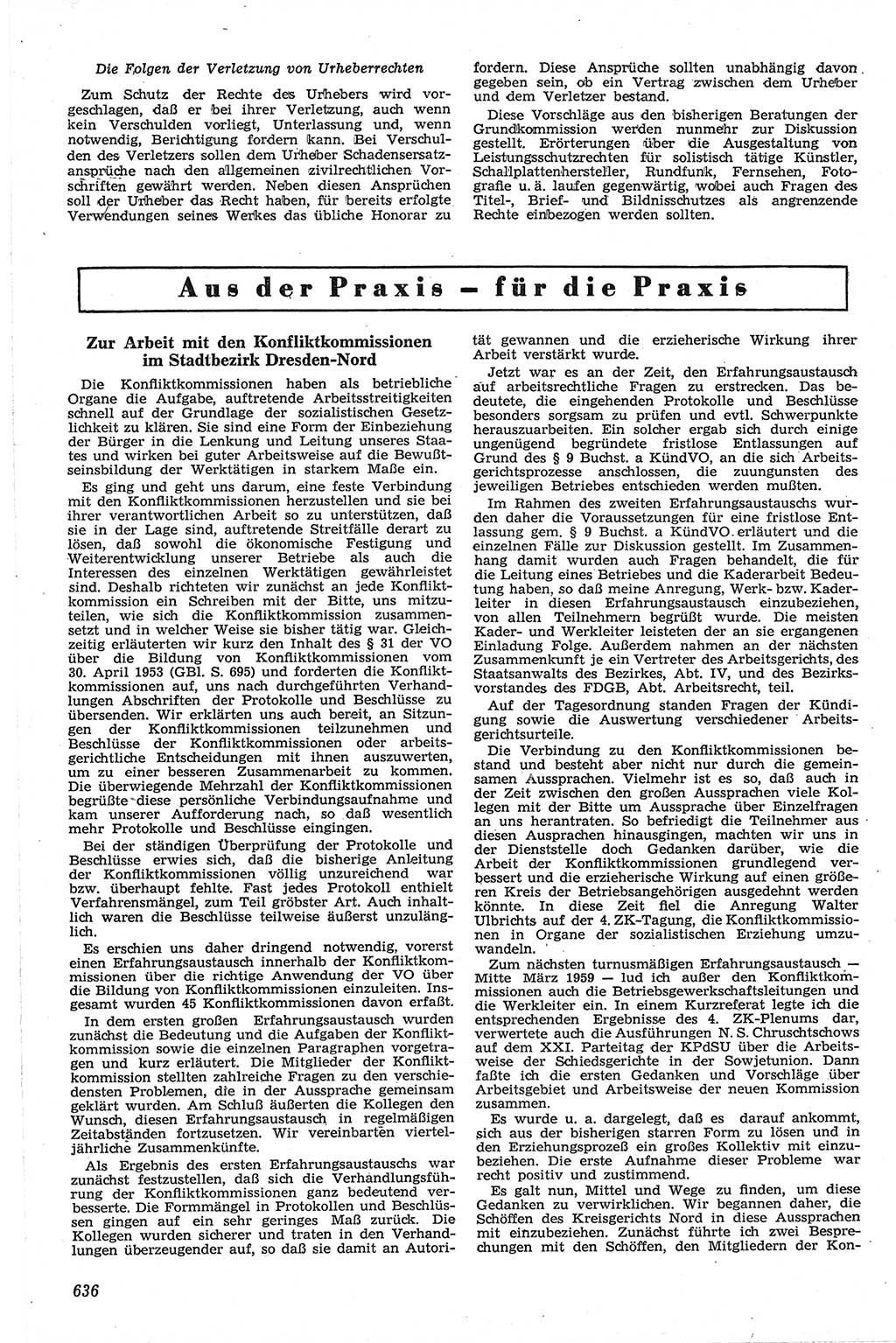 Neue Justiz (NJ), Zeitschrift für Recht und Rechtswissenschaft [Deutsche Demokratische Republik (DDR)], 13. Jahrgang 1959, Seite 636 (NJ DDR 1959, S. 636)