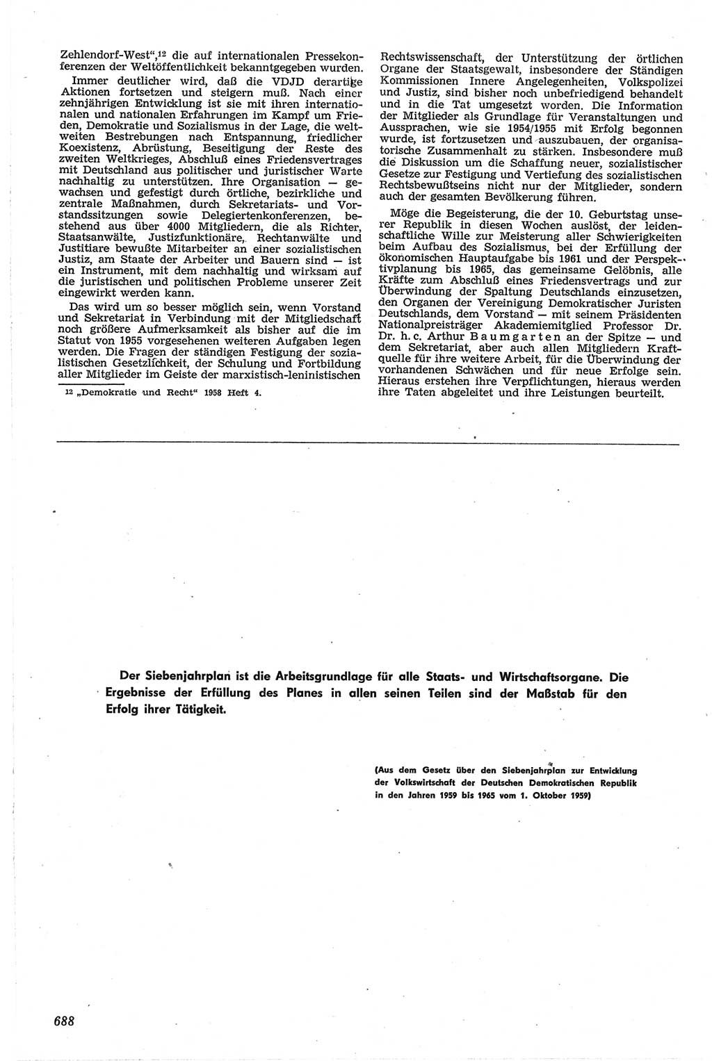 Neue Justiz (NJ), Zeitschrift für Recht und Rechtswissenschaft [Deutsche Demokratische Republik (DDR)], 13. Jahrgang 1959, Seite 688 (NJ DDR 1959, S. 688)