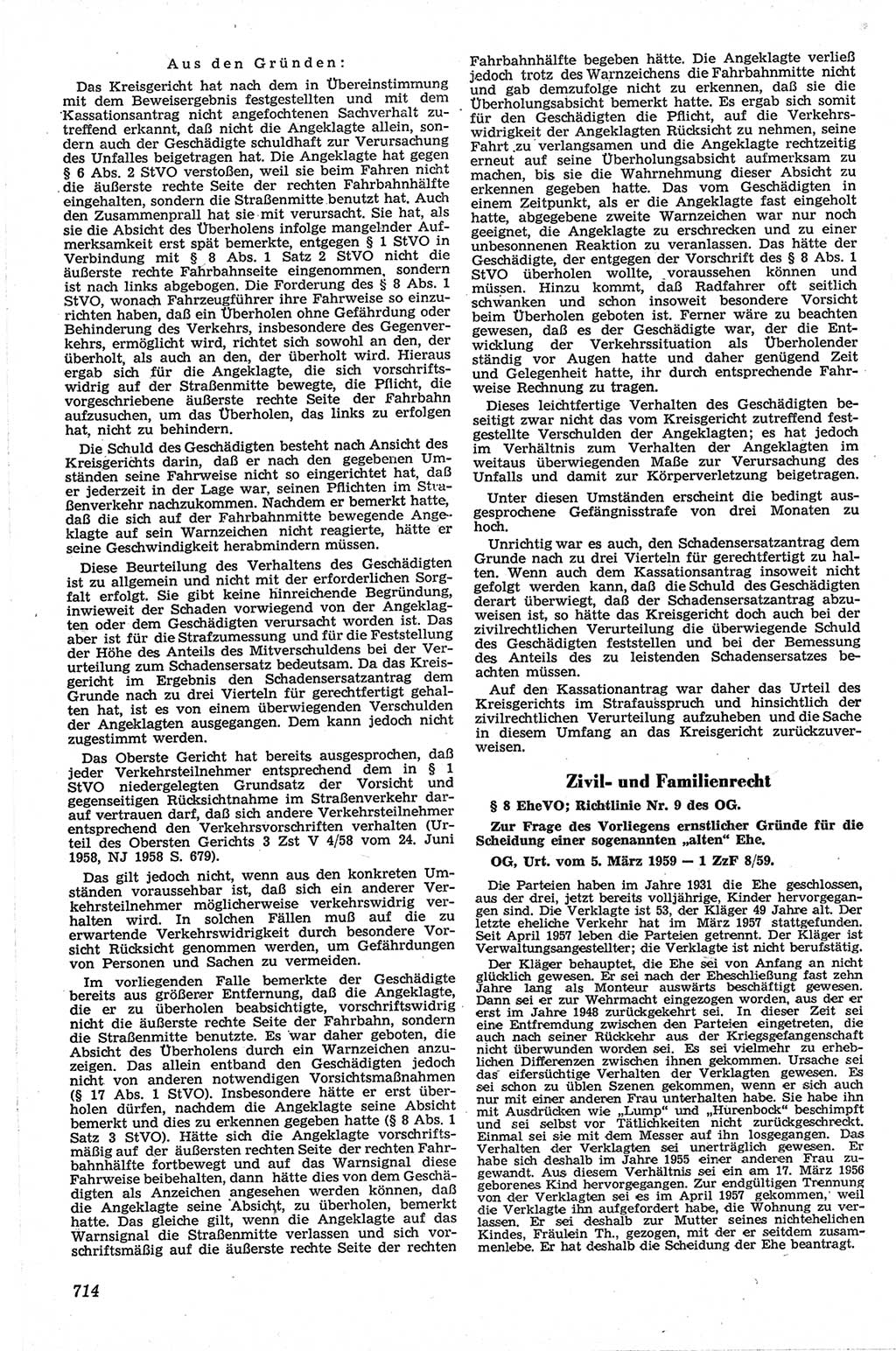 Neue Justiz (NJ), Zeitschrift für Recht und Rechtswissenschaft [Deutsche Demokratische Republik (DDR)], 13. Jahrgang 1959, Seite 714 (NJ DDR 1959, S. 714)