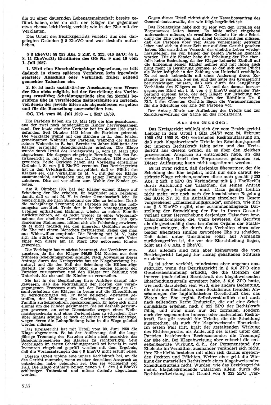 Neue Justiz (NJ), Zeitschrift für Recht und Rechtswissenschaft [Deutsche Demokratische Republik (DDR)], 13. Jahrgang 1959, Seite 716 (NJ DDR 1959, S. 716)