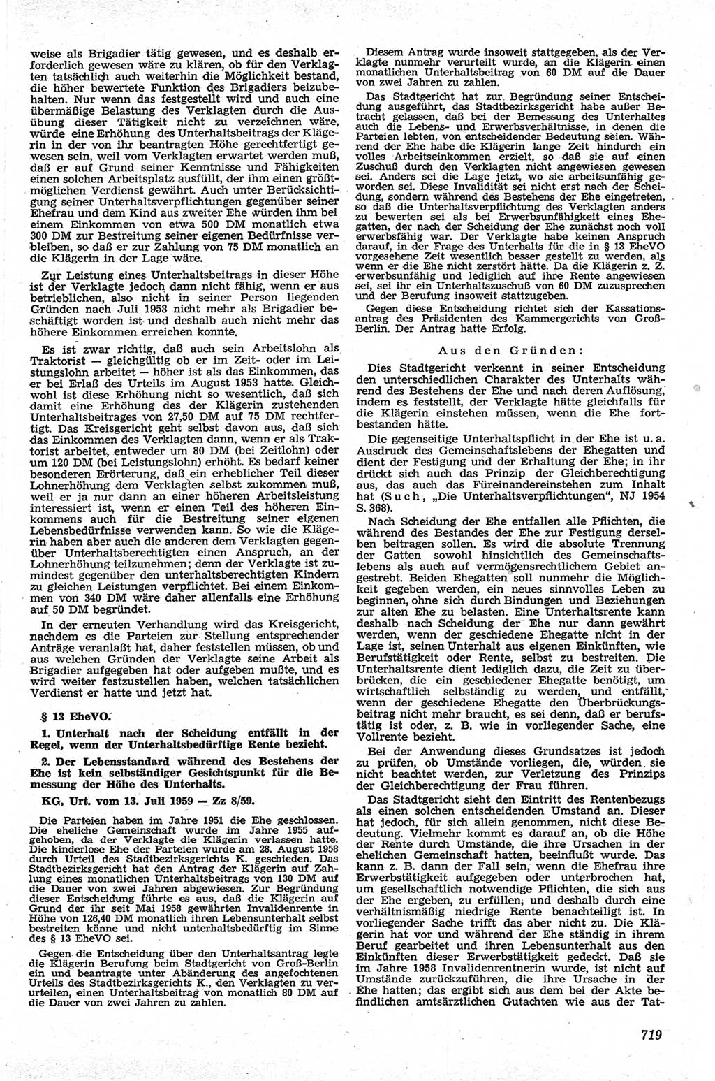 Neue Justiz (NJ), Zeitschrift für Recht und Rechtswissenschaft [Deutsche Demokratische Republik (DDR)], 13. Jahrgang 1959, Seite 719 (NJ DDR 1959, S. 719)