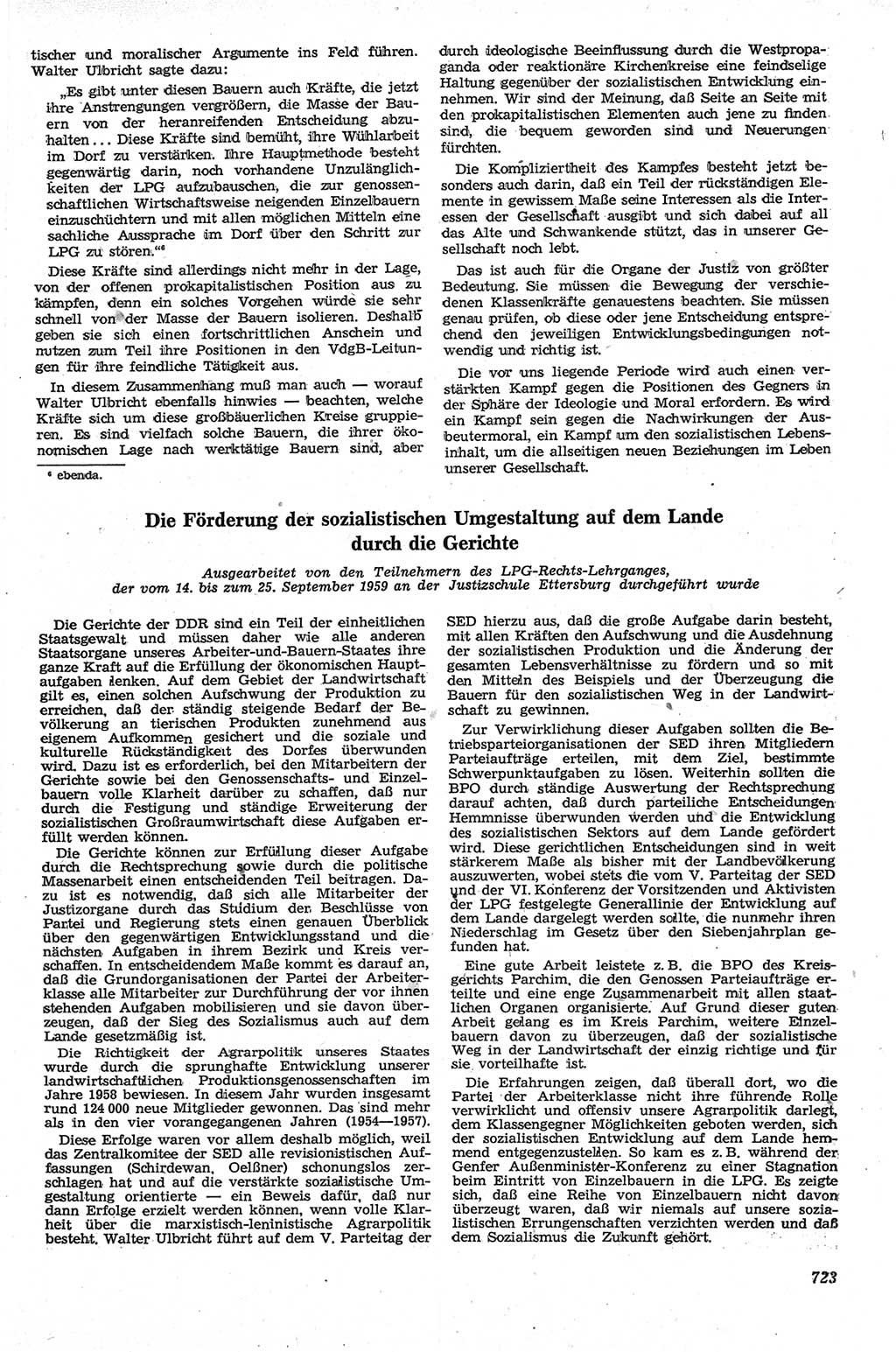 Neue Justiz (NJ), Zeitschrift für Recht und Rechtswissenschaft [Deutsche Demokratische Republik (DDR)], 13. Jahrgang 1959, Seite 723 (NJ DDR 1959, S. 723)