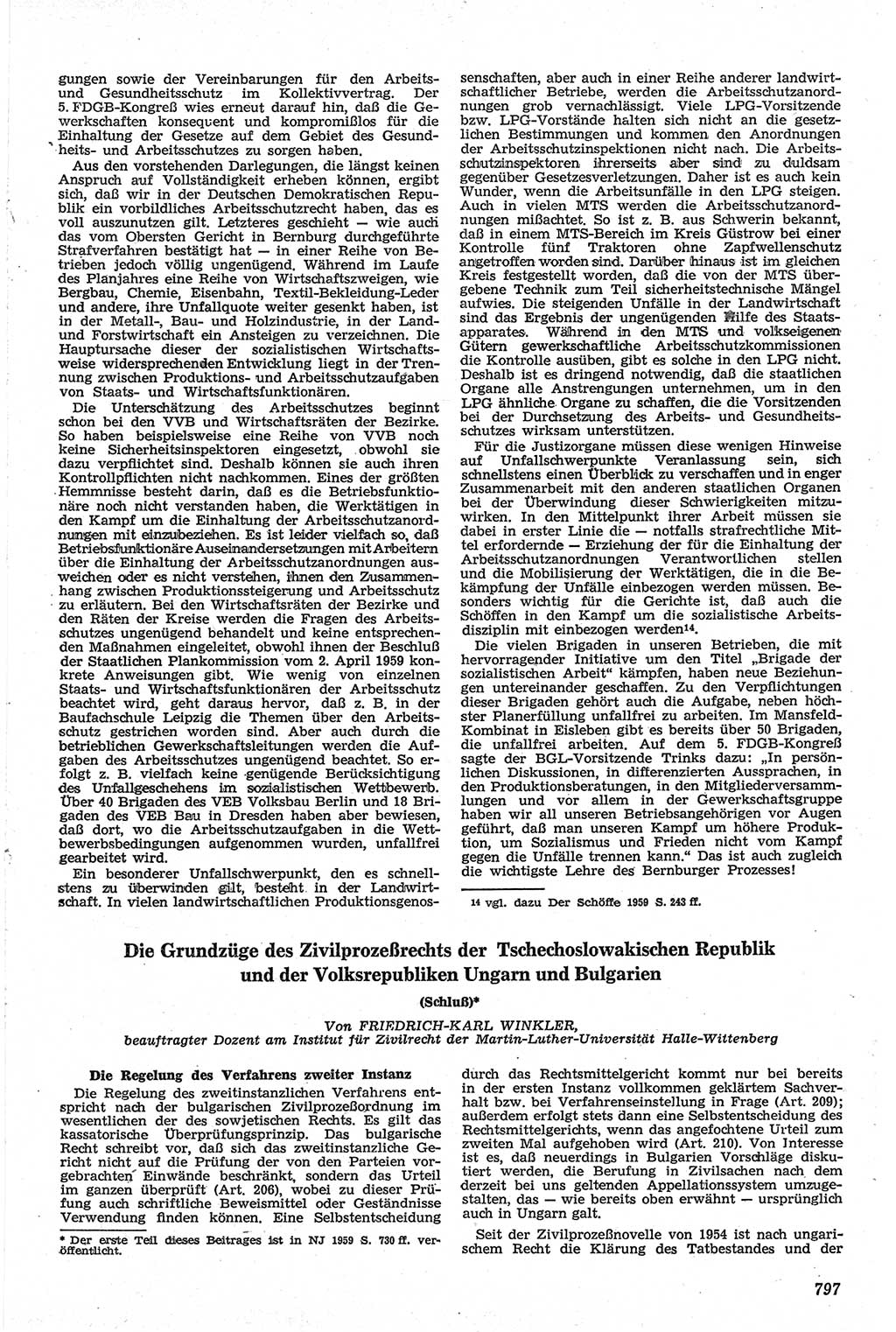 Neue Justiz (NJ), Zeitschrift für Recht und Rechtswissenschaft [Deutsche Demokratische Republik (DDR)], 13. Jahrgang 1959, Seite 797 (NJ DDR 1959, S. 797)