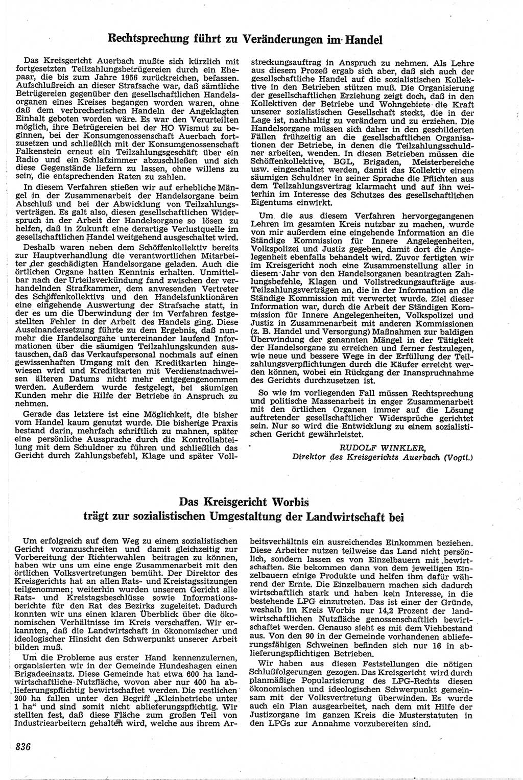 Neue Justiz (NJ), Zeitschrift für Recht und Rechtswissenschaft [Deutsche Demokratische Republik (DDR)], 13. Jahrgang 1959, Seite 836 (NJ DDR 1959, S. 836)