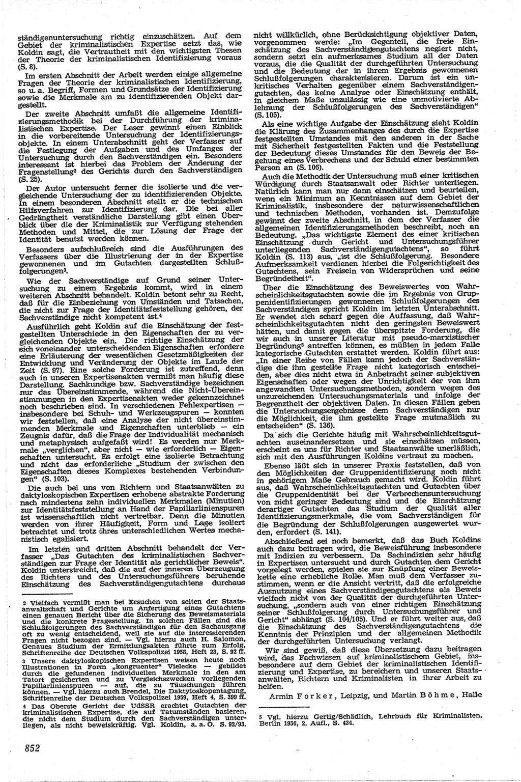 Neue Justiz (NJ), Zeitschrift für Recht und Rechtswissenschaft [Deutsche Demokratische Republik (DDR)], 13. Jahrgang 1959, Seite 852 (NJ DDR 1959, S. 852)