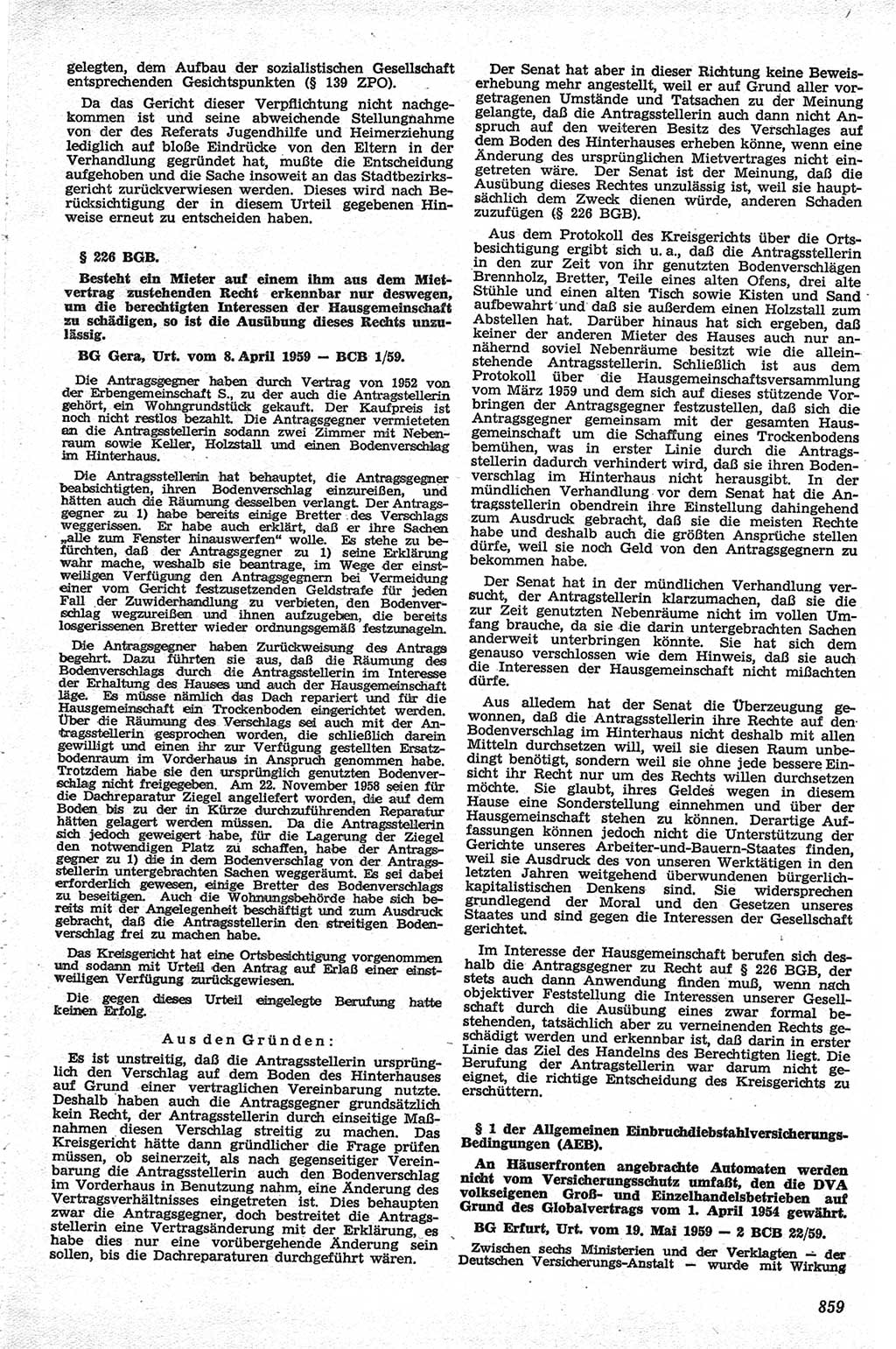 Neue Justiz (NJ), Zeitschrift für Recht und Rechtswissenschaft [Deutsche Demokratische Republik (DDR)], 13. Jahrgang 1959, Seite 859 (NJ DDR 1959, S. 859)