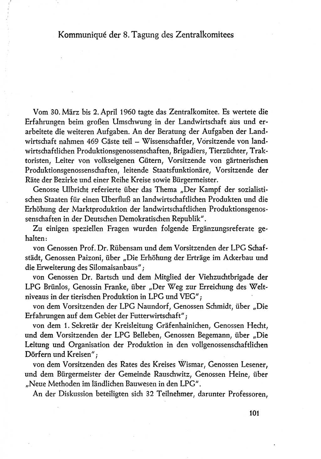 Dokumente der Sozialistischen Einheitspartei Deutschlands (SED) [Deutsche Demokratische Republik (DDR)] 1960-1961, Seite 101 (Dok. SED DDR 1960-1961, S. 101)