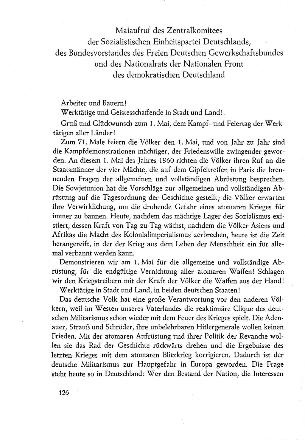 Dokumente der Sozialistischen Einheitspartei Deutschlands (SED) [Deutsche Demokratische Republik (DDR)] 1960-1961, Seite 126 (Dok. SED DDR 1960-1961, S. 126)