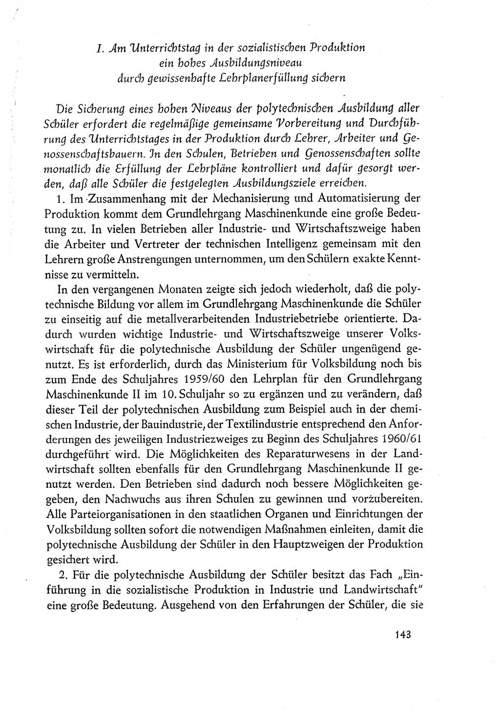 Dokumente der Sozialistischen Einheitspartei Deutschlands (SED) [Deutsche Demokratische Republik (DDR)] 1960-1961, Seite 143 (Dok. SED DDR 1960-1961, S. 143)