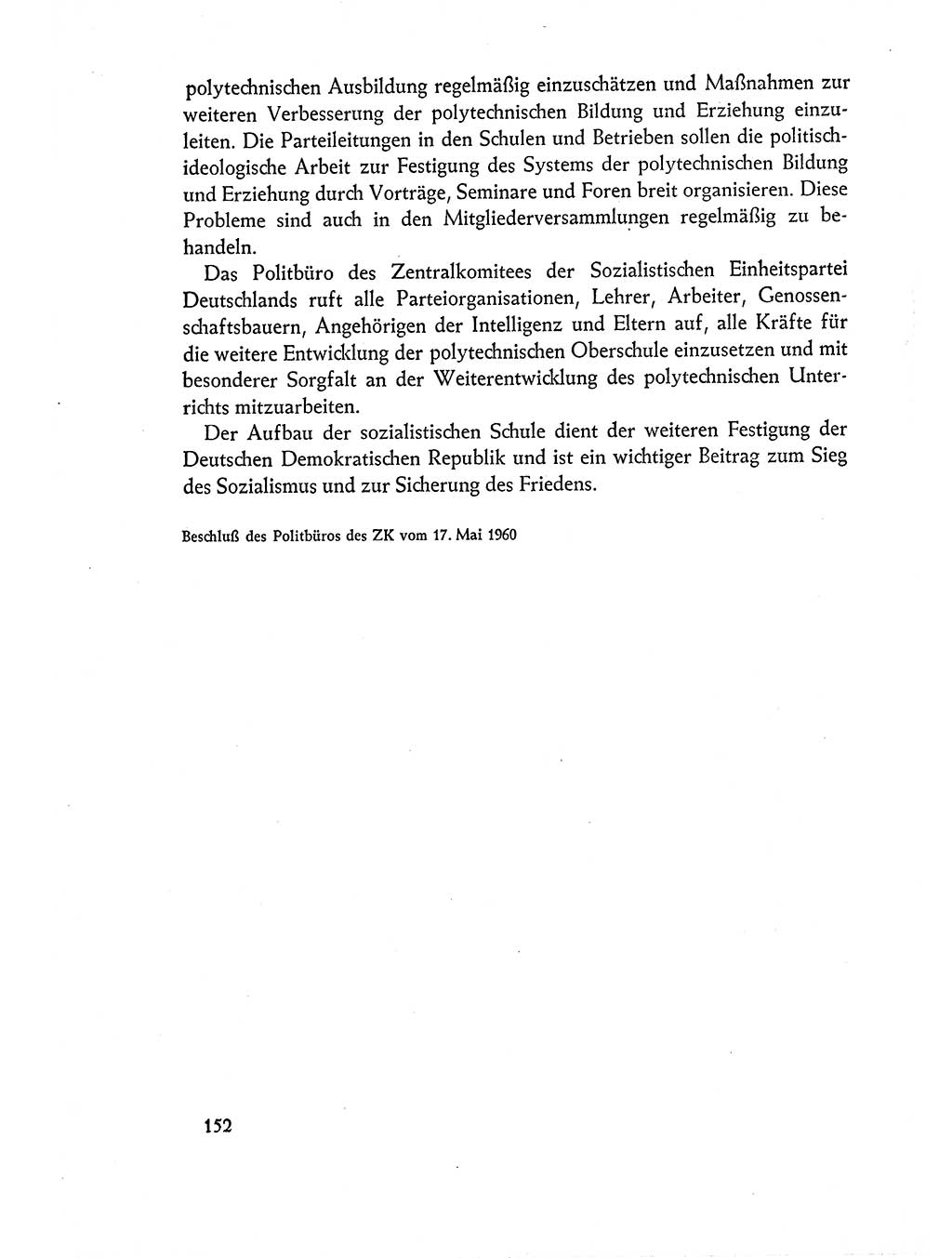 Dokumente der Sozialistischen Einheitspartei Deutschlands (SED) [Deutsche Demokratische Republik (DDR)] 1960-1961, Seite 152 (Dok. SED DDR 1960-1961, S. 152)