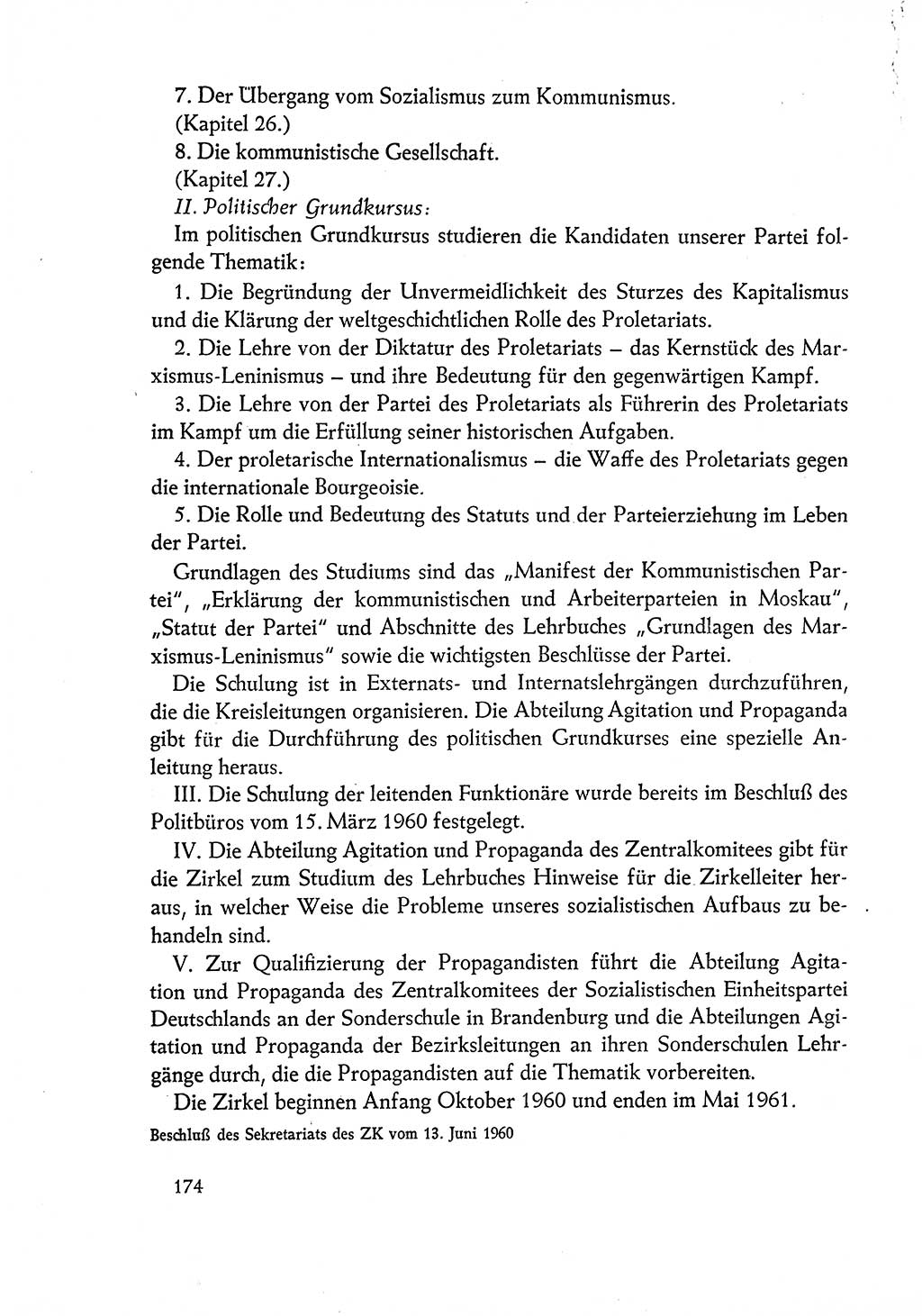 Dokumente der Sozialistischen Einheitspartei Deutschlands (SED) [Deutsche Demokratische Republik (DDR)] 1960-1961, Seite 174 (Dok. SED DDR 1960-1961, S. 174)