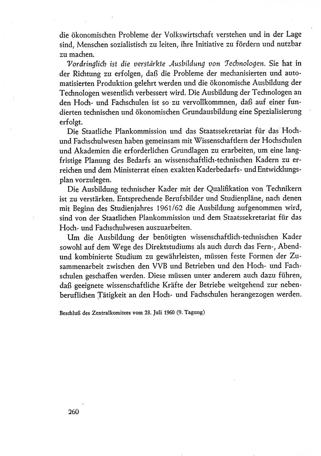 Dokumente der Sozialistischen Einheitspartei Deutschlands (SED) [Deutsche Demokratische Republik (DDR)] 1960-1961, Seite 260 (Dok. SED DDR 1960-1961, S. 260)