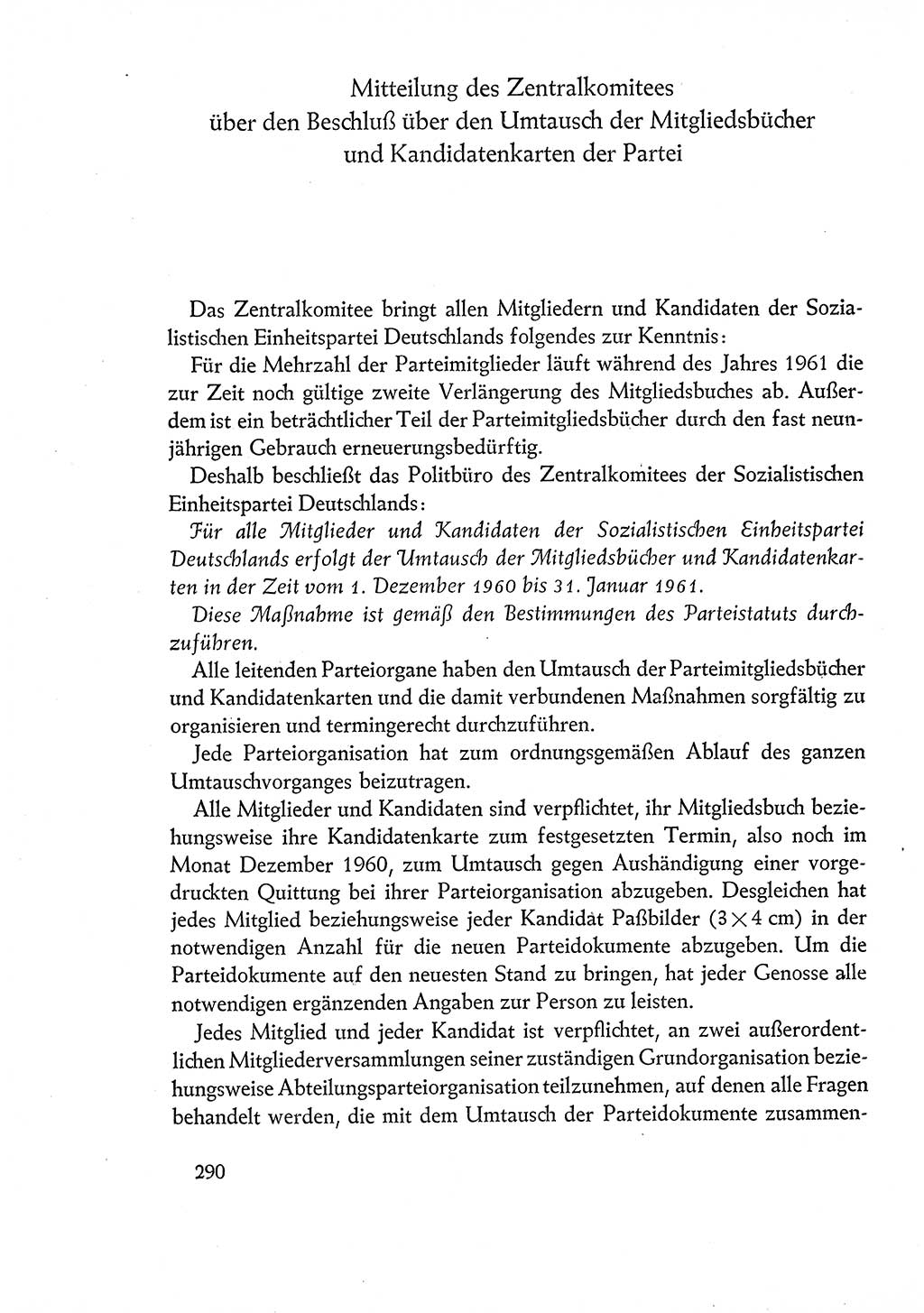 Dokumente der Sozialistischen Einheitspartei Deutschlands (SED) [Deutsche Demokratische Republik (DDR)] 1960-1961, Seite 290 (Dok. SED DDR 1960-1961, S. 290)