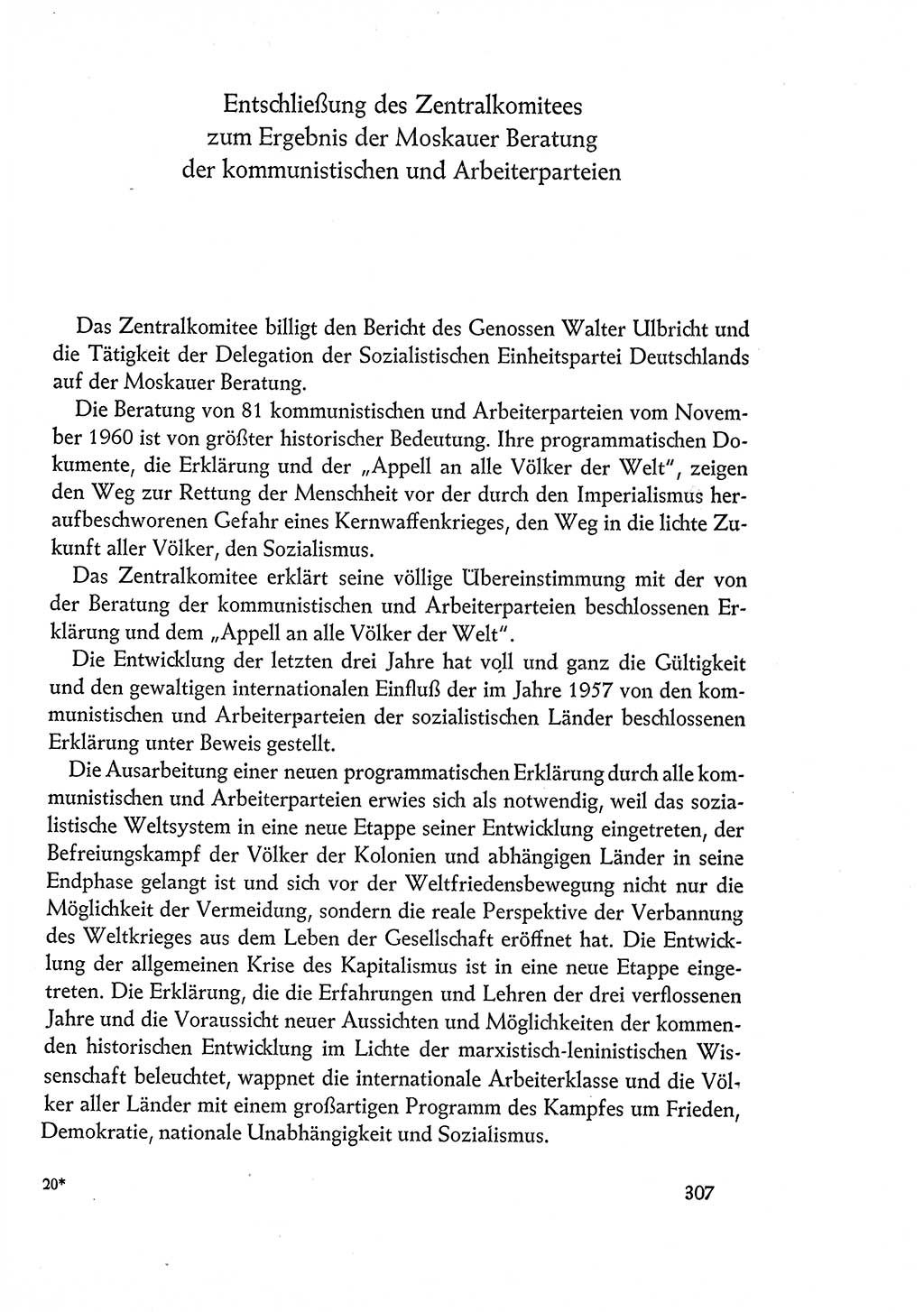 Dokumente der Sozialistischen Einheitspartei Deutschlands (SED) [Deutsche Demokratische Republik (DDR)] 1960-1961, Seite 307 (Dok. SED DDR 1960-1961, S. 307)