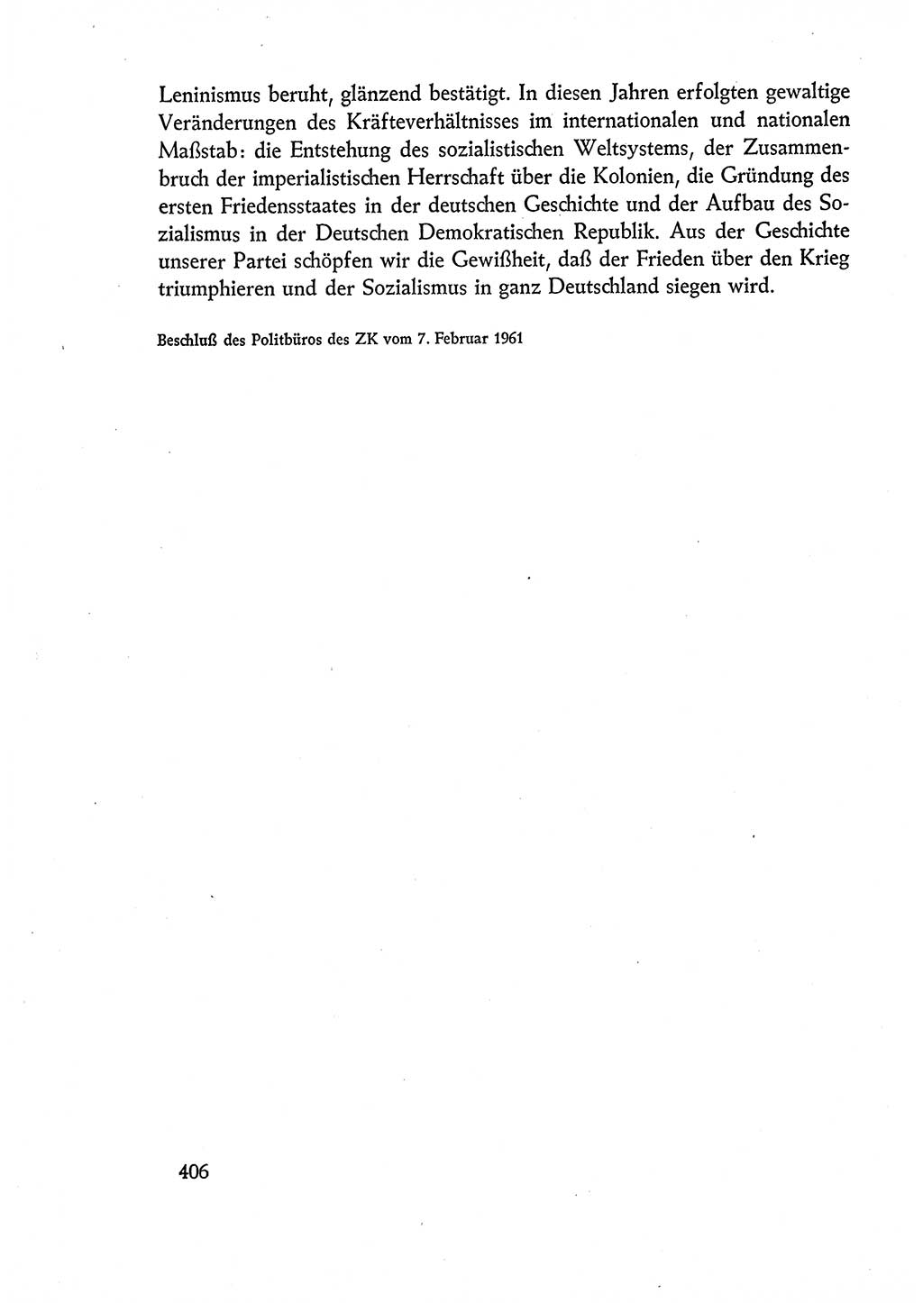 Dokumente der Sozialistischen Einheitspartei Deutschlands (SED) [Deutsche Demokratische Republik (DDR)] 1960-1961, Seite 406 (Dok. SED DDR 1960-1961, S. 406)