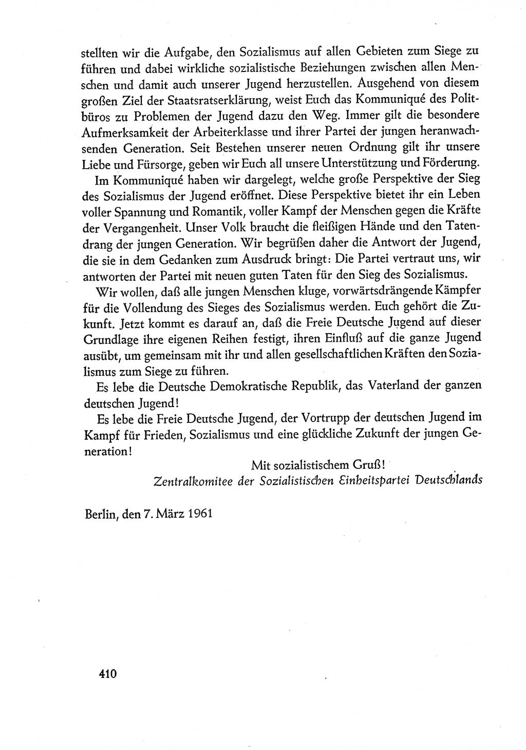 Dokumente der Sozialistischen Einheitspartei Deutschlands (SED) [Deutsche Demokratische Republik (DDR)] 1960-1961, Seite 410 (Dok. SED DDR 1960-1961, S. 410)