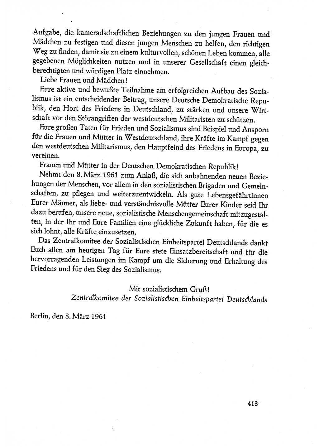 Dokumente der Sozialistischen Einheitspartei Deutschlands (SED) [Deutsche Demokratische Republik (DDR)] 1960-1961, Seite 413 (Dok. SED DDR 1960-1961, S. 413)