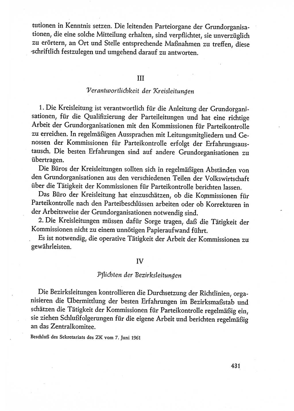 Dokumente der Sozialistischen Einheitspartei Deutschlands (SED) [Deutsche Demokratische Republik (DDR)] 1960-1961, Seite 431 (Dok. SED DDR 1960-1961, S. 431)