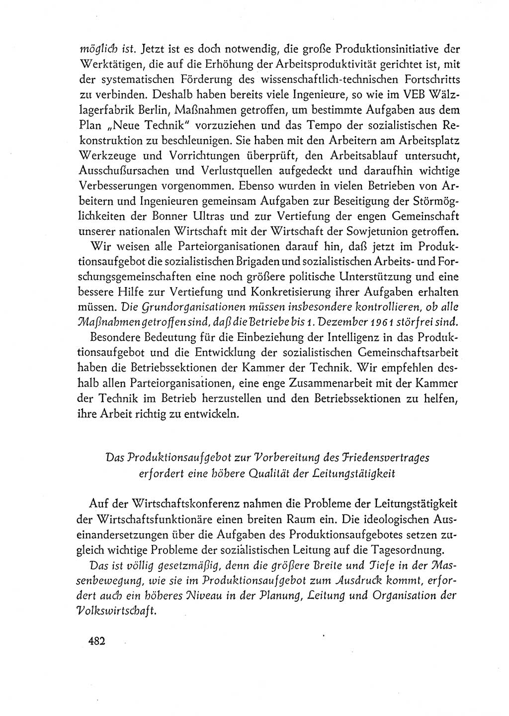 Dokumente der Sozialistischen Einheitspartei Deutschlands (SED) [Deutsche Demokratische Republik (DDR)] 1960-1961, Seite 482 (Dok. SED DDR 1960-1961, S. 482)