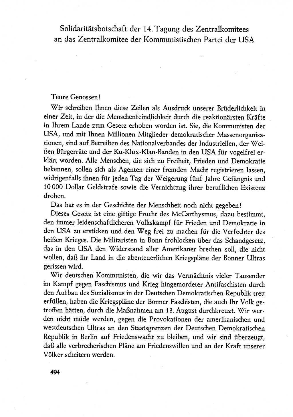 Dokumente der Sozialistischen Einheitspartei Deutschlands (SED) [Deutsche Demokratische Republik (DDR)] 1960-1961, Seite 494 (Dok. SED DDR 1960-1961, S. 494)