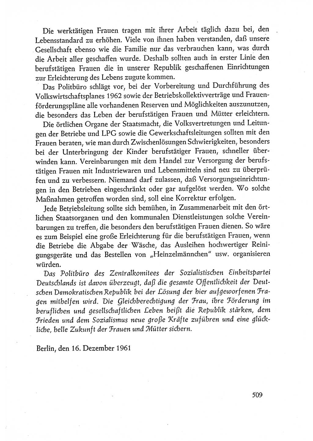 Dokumente der Sozialistischen Einheitspartei Deutschlands (SED) [Deutsche Demokratische Republik (DDR)] 1960-1961, Seite 509 (Dok. SED DDR 1960-1961, S. 509)