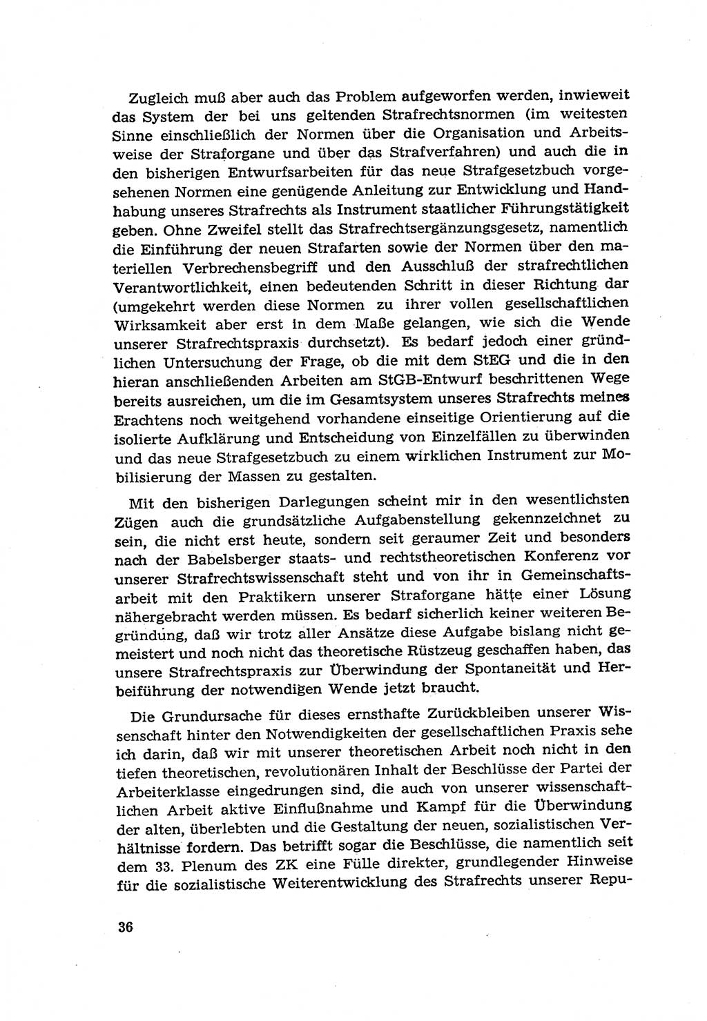 Zur Entwicklung des sozialistischen Strafrechts der Deutschen Demokratischen Republik (DDR) 1960, Seite 36 (Entw. soz. Strafr. DDR 1960, S. 36)