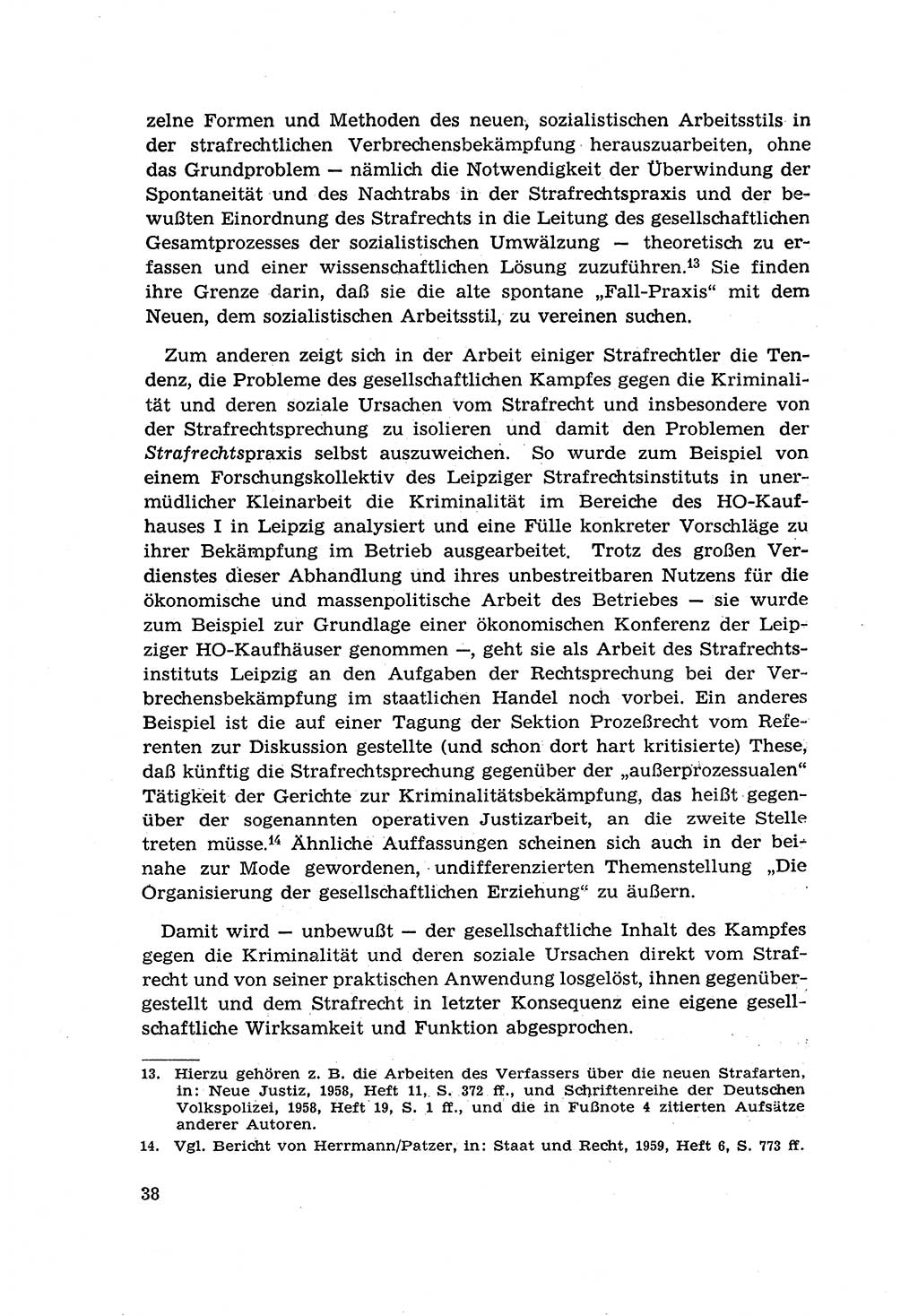 Zur Entwicklung des sozialistischen Strafrechts der Deutschen Demokratischen Republik (DDR) 1960, Seite 38 (Entw. soz. Strafr. DDR 1960, S. 38)