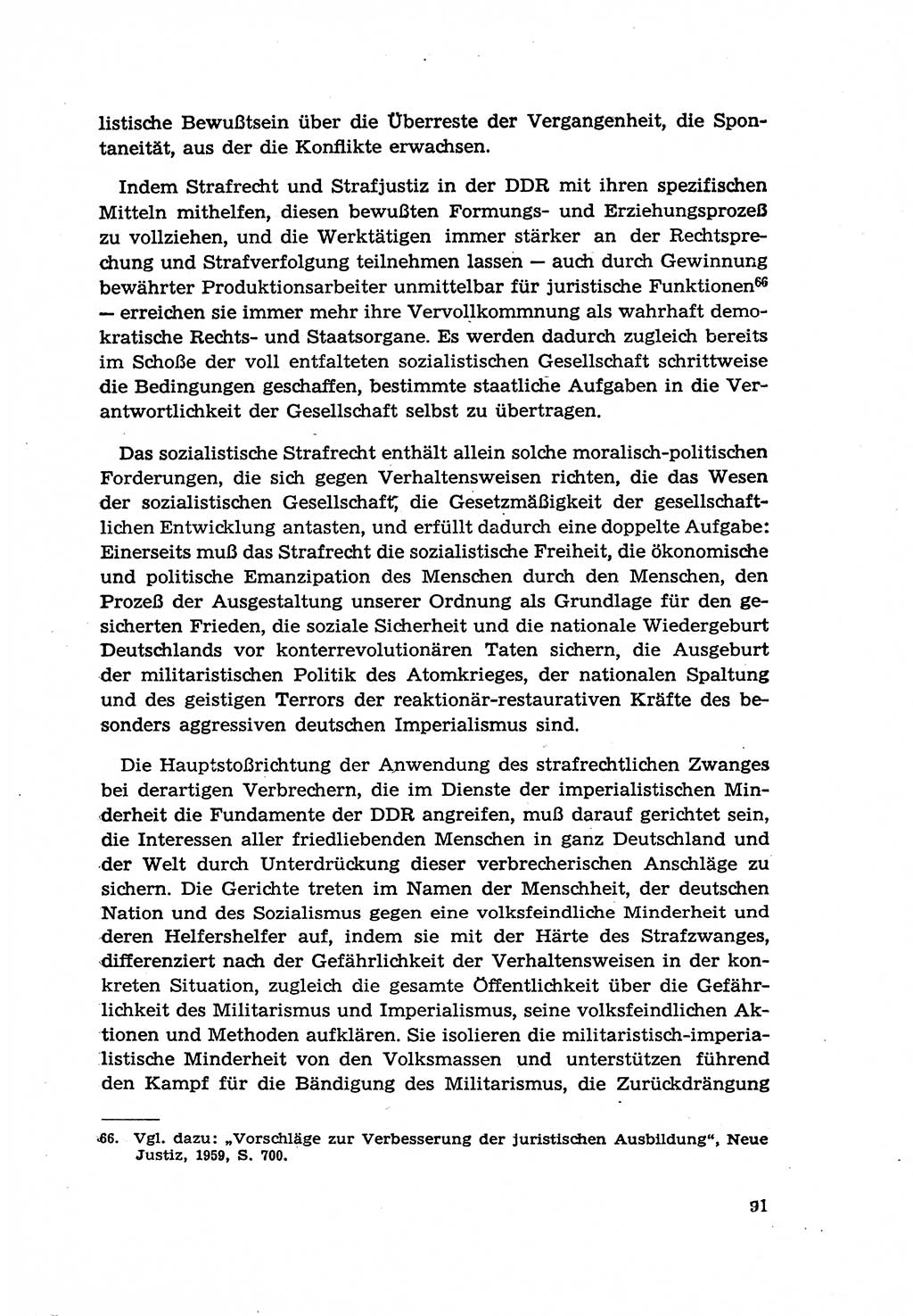 Zur Entwicklung des sozialistischen Strafrechts der Deutschen Demokratischen Republik (DDR) 1960, Seite 91 (Entw. soz. Strafr. DDR 1960, S. 91)