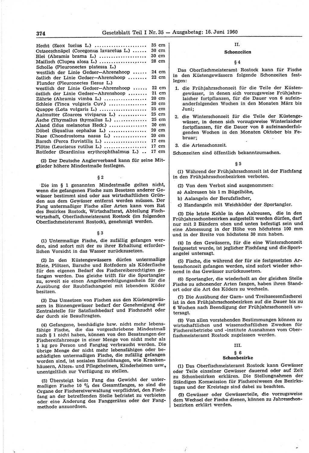 Gesetzblatt (GBl.) der Deutschen Demokratischen Republik (DDR) Teil Ⅰ 1960, Seite 374 (GBl. DDR Ⅰ 1960, S. 374)