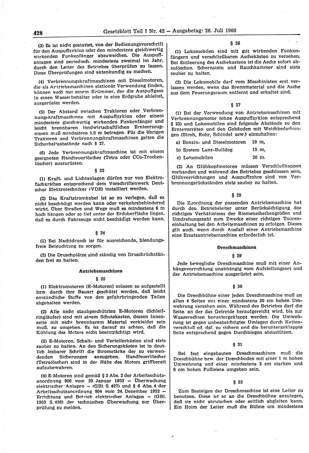Gesetzblatt (GBl.) der Deutschen Demokratischen Republik (DDR) Teil Ⅰ 1960, Seite 428 (GBl. DDR Ⅰ 1960, S. 428)