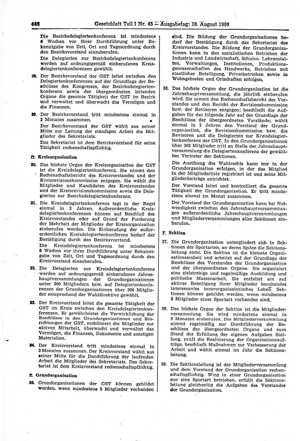 Gesetzblatt (GBl.) der Deutschen Demokratischen Republik (DDR) Teil Ⅰ 1960, Seite 448 (GBl. DDR Ⅰ 1960, S. 448)
