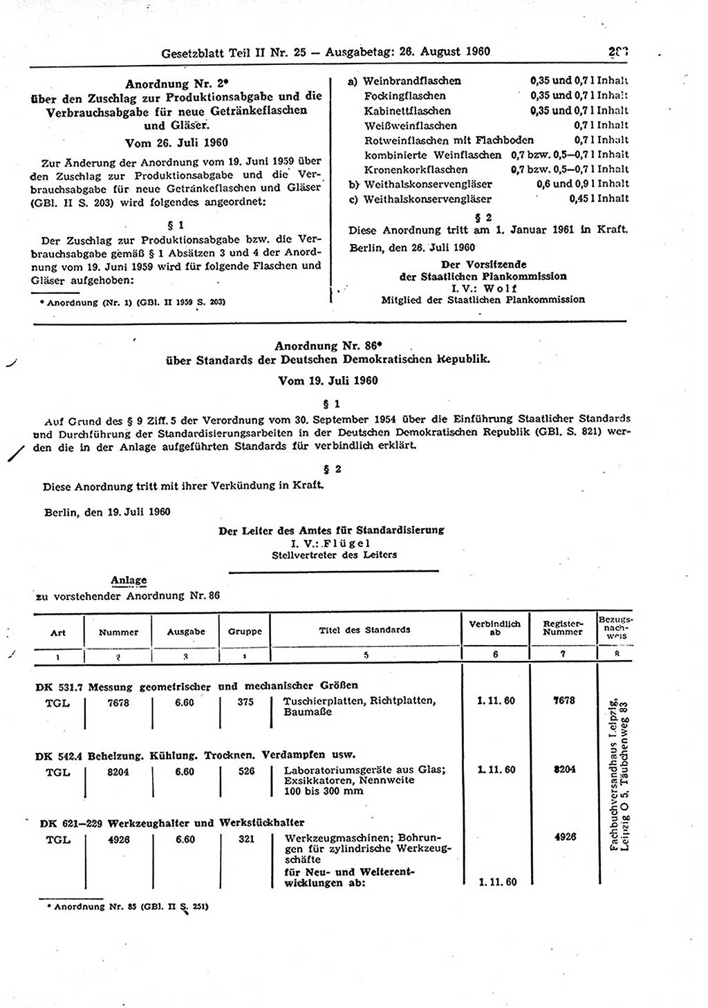 Gesetzblatt (GBl.) der Deutschen Demokratischen Republik (DDR) Teil ⅠⅠ 1960, Seite 283 (GBl. DDR ⅠⅠ 1960, S. 283)