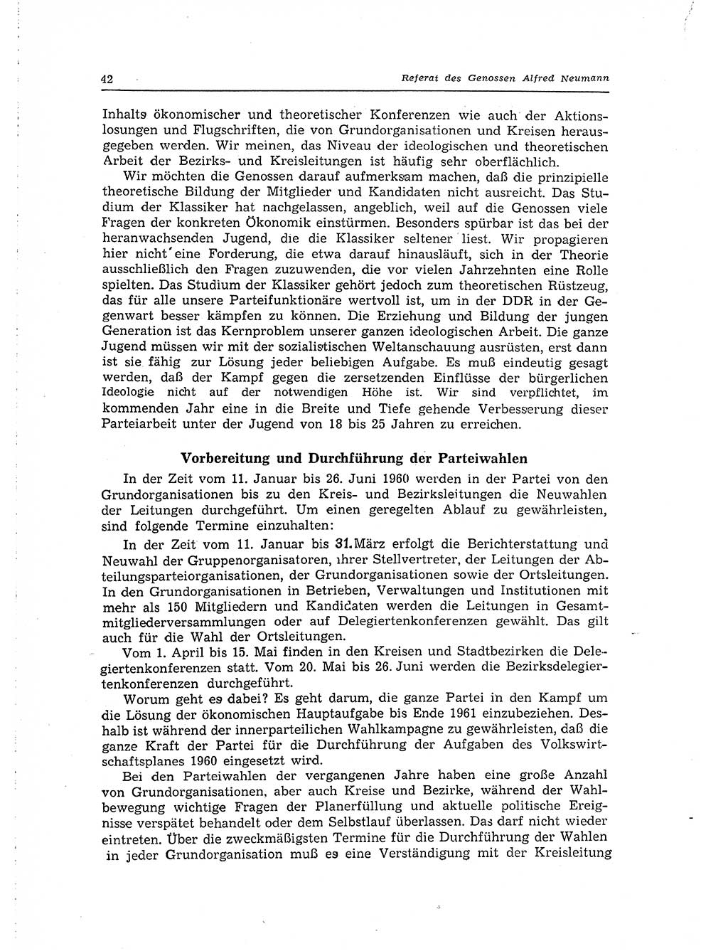 Neuer Weg (NW), Organ des Zentralkomitees (ZK) der SED (Sozialistische Einheitspartei Deutschlands) für Fragen des Parteilebens, 15. Jahrgang [Deutsche Demokratische Republik (DDR)] 1960, Seite 42 (NW ZK SED DDR 1960, S. 42)