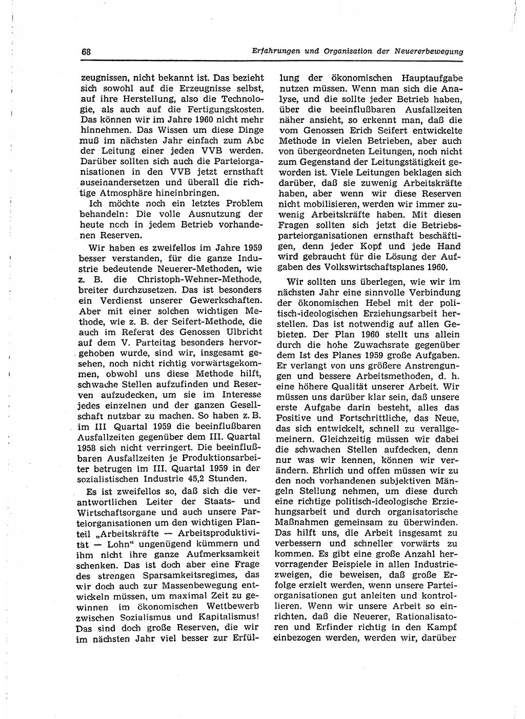 Neuer Weg (NW), Organ des Zentralkomitees (ZK) der SED (Sozialistische Einheitspartei Deutschlands) für Fragen des Parteilebens, 15. Jahrgang [Deutsche Demokratische Republik (DDR)] 1960, Seite 68 (NW ZK SED DDR 1960, S. 68)