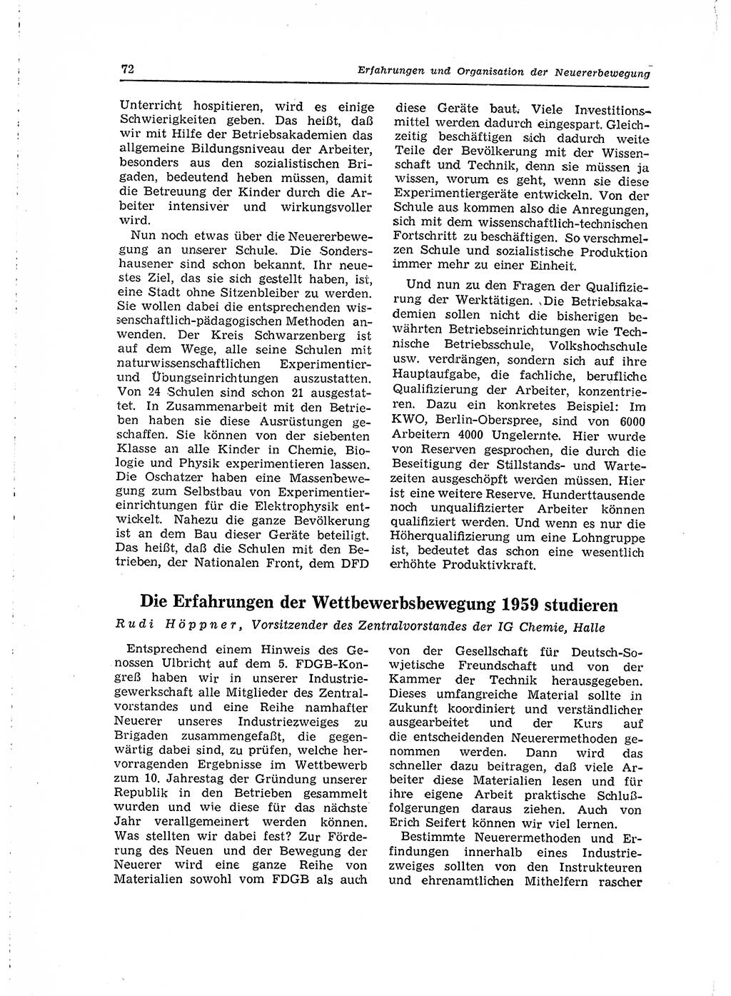 Neuer Weg (NW), Organ des Zentralkomitees (ZK) der SED (Sozialistische Einheitspartei Deutschlands) für Fragen des Parteilebens, 15. Jahrgang [Deutsche Demokratische Republik (DDR)] 1960, Seite 72 (NW ZK SED DDR 1960, S. 72)