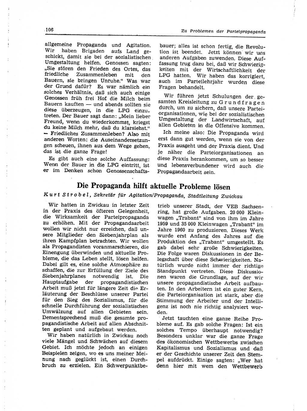 Neuer Weg (NW), Organ des Zentralkomitees (ZK) der SED (Sozialistische Einheitspartei Deutschlands) für Fragen des Parteilebens, 15. Jahrgang [Deutsche Demokratische Republik (DDR)] 1960, Seite 106 (NW ZK SED DDR 1960, S. 106)