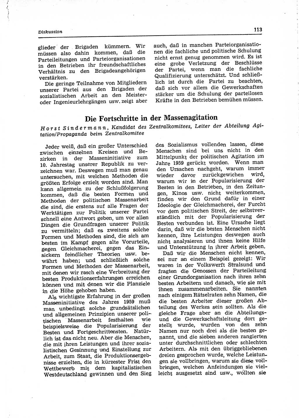 Neuer Weg (NW), Organ des Zentralkomitees (ZK) der SED (Sozialistische Einheitspartei Deutschlands) für Fragen des Parteilebens, 15. Jahrgang [Deutsche Demokratische Republik (DDR)] 1960, Seite 113 (NW ZK SED DDR 1960, S. 113)