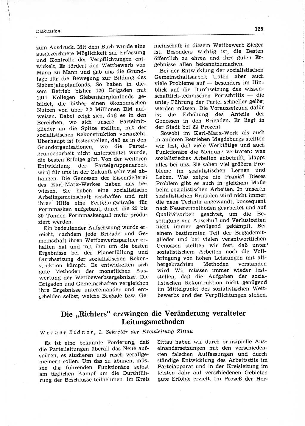 Neuer Weg (NW), Organ des Zentralkomitees (ZK) der SED (Sozialistische Einheitspartei Deutschlands) für Fragen des Parteilebens, 15. Jahrgang [Deutsche Demokratische Republik (DDR)] 1960, Seite 125 (NW ZK SED DDR 1960, S. 125)