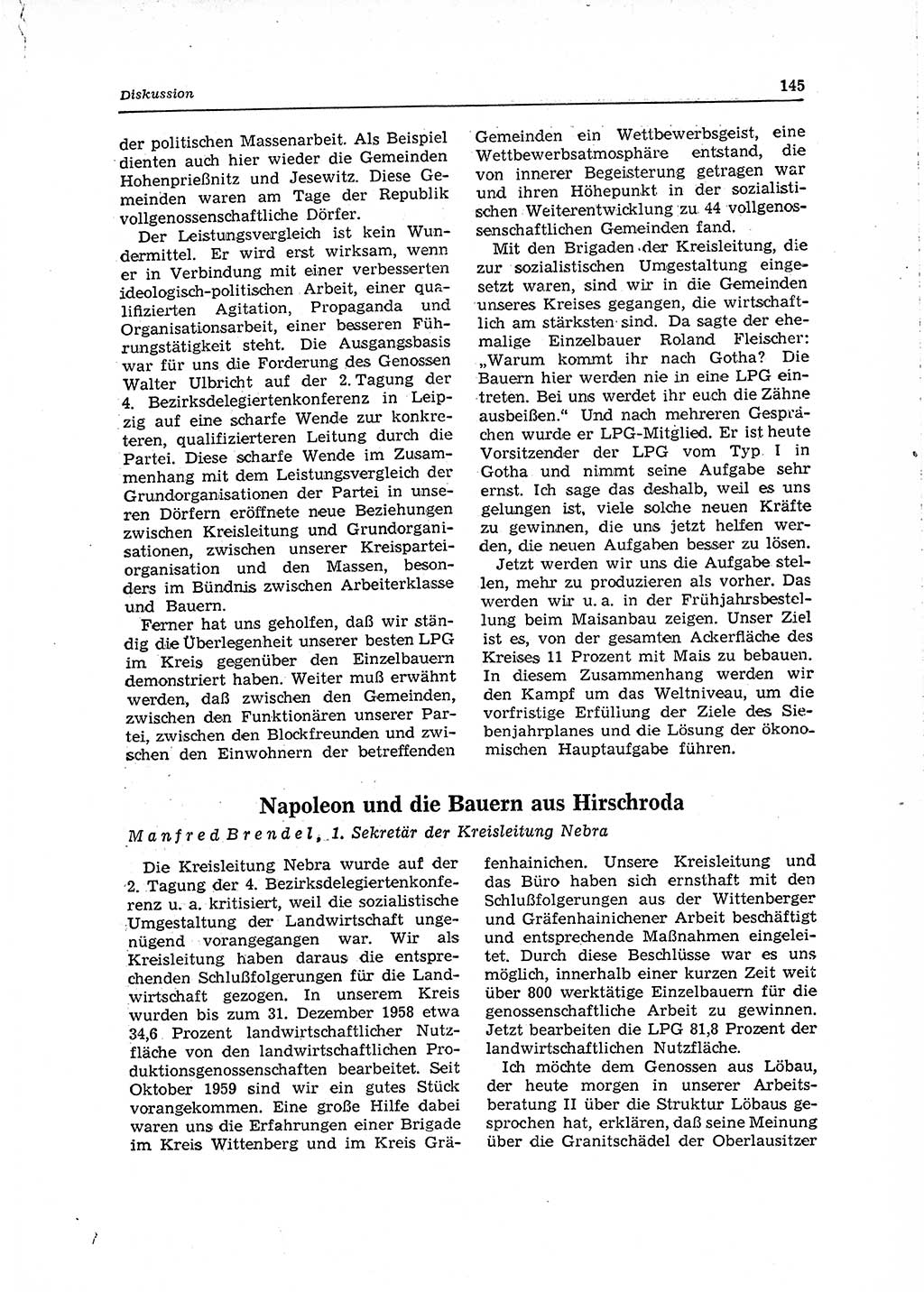 Neuer Weg (NW), Organ des Zentralkomitees (ZK) der SED (Sozialistische Einheitspartei Deutschlands) für Fragen des Parteilebens, 15. Jahrgang [Deutsche Demokratische Republik (DDR)] 1960, Seite 145 (NW ZK SED DDR 1960, S. 145)