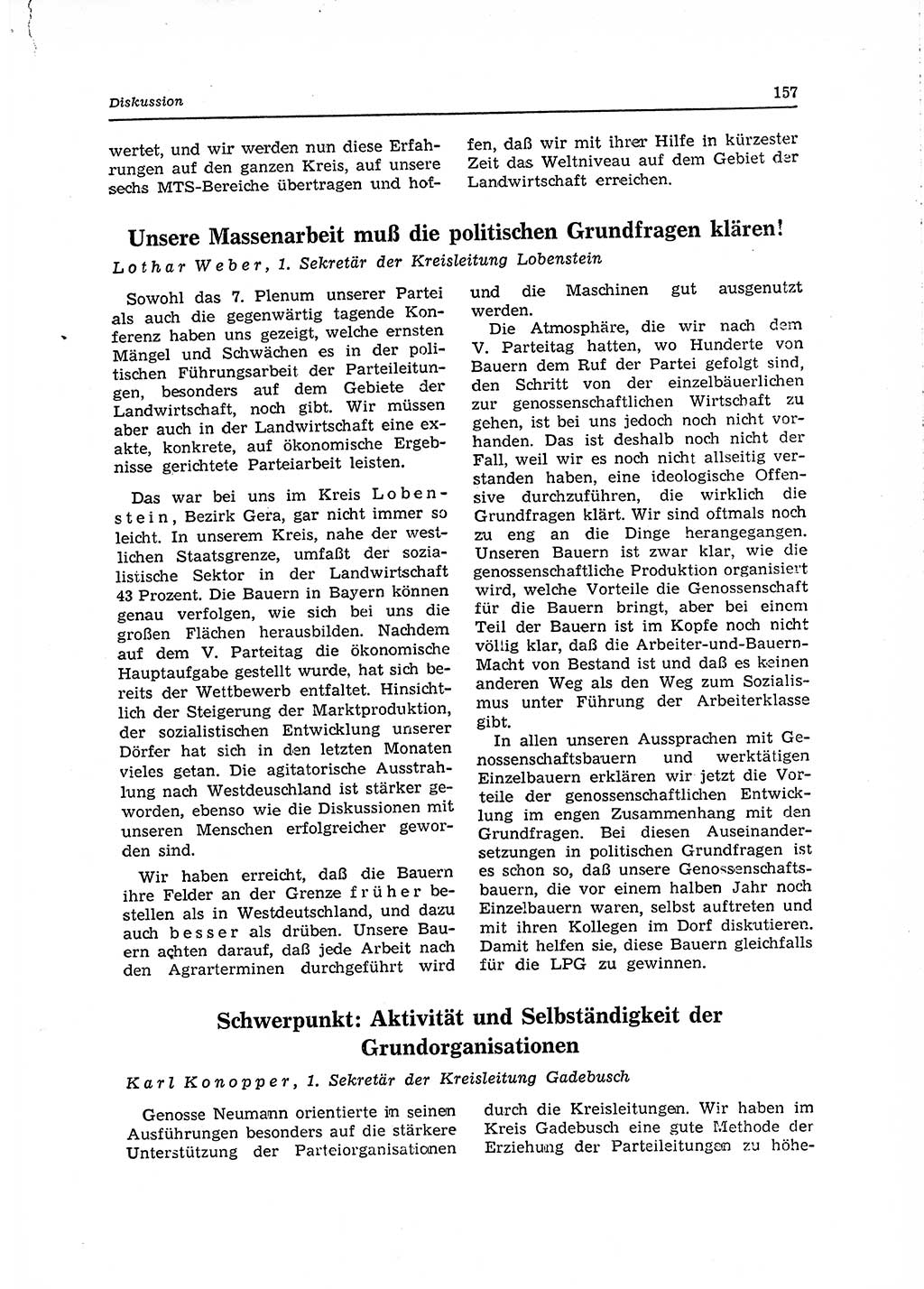 Neuer Weg (NW), Organ des Zentralkomitees (ZK) der SED (Sozialistische Einheitspartei Deutschlands) für Fragen des Parteilebens, 15. Jahrgang [Deutsche Demokratische Republik (DDR)] 1960, Seite 157 (NW ZK SED DDR 1960, S. 157)