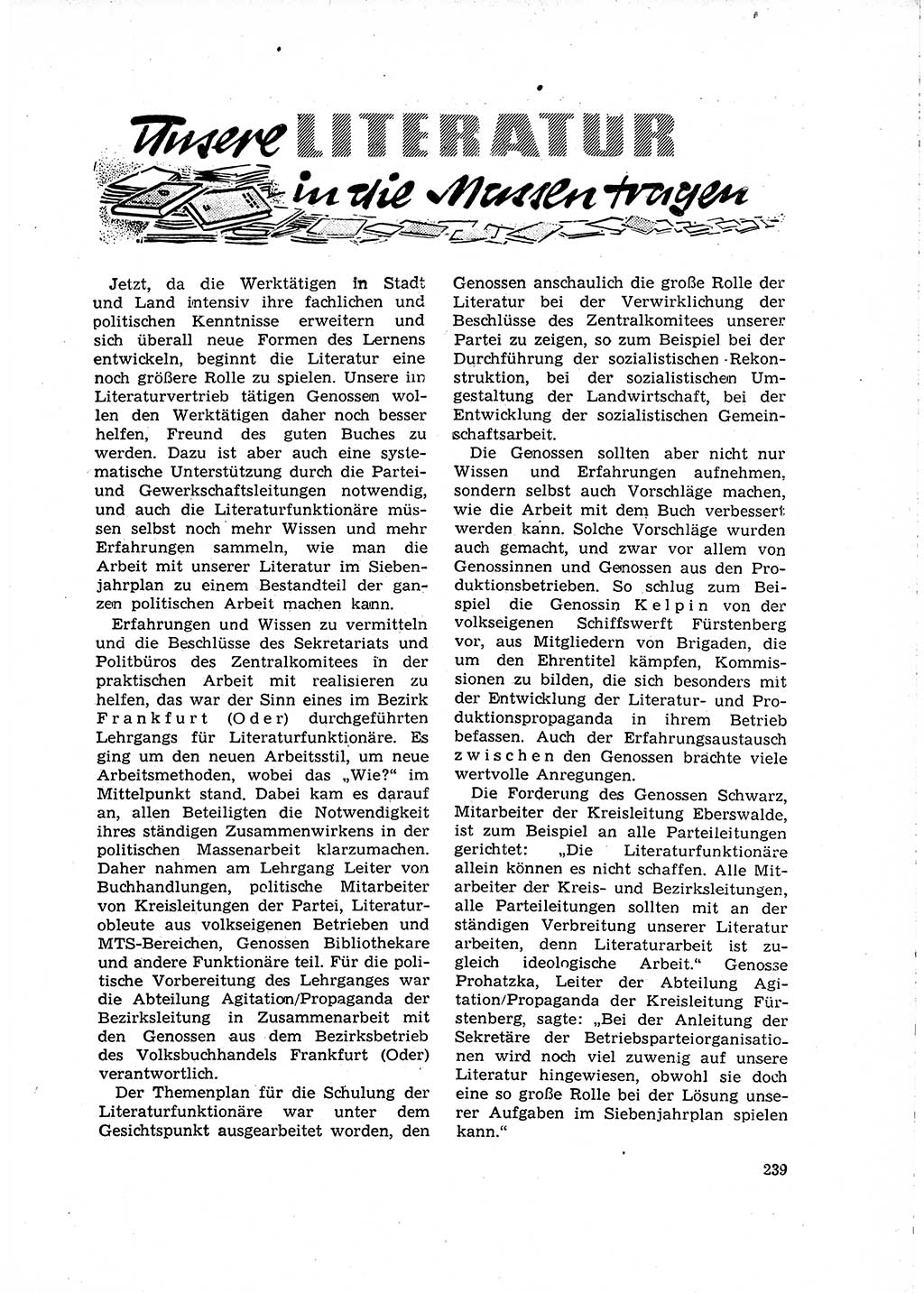 Neuer Weg (NW), Organ des Zentralkomitees (ZK) der SED (Sozialistische Einheitspartei Deutschlands) für Fragen des Parteilebens, 15. Jahrgang [Deutsche Demokratische Republik (DDR)] 1960, Seite 239 (NW ZK SED DDR 1960, S. 239)