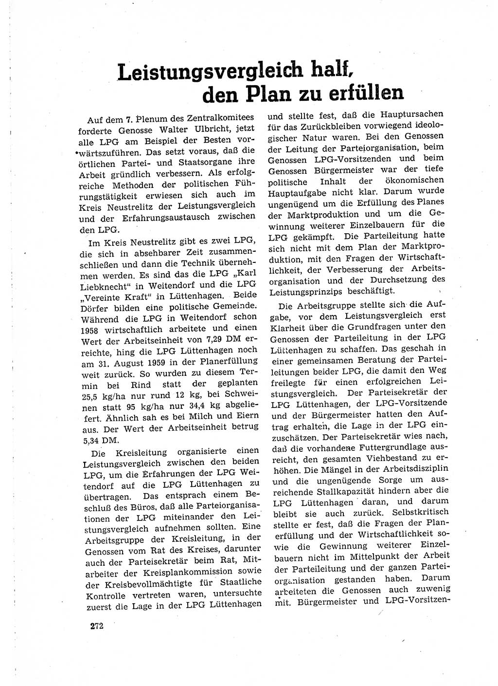 Neuer Weg (NW), Organ des Zentralkomitees (ZK) der SED (Sozialistische Einheitspartei Deutschlands) für Fragen des Parteilebens, 15. Jahrgang [Deutsche Demokratische Republik (DDR)] 1960, Seite 272 (NW ZK SED DDR 1960, S. 272)