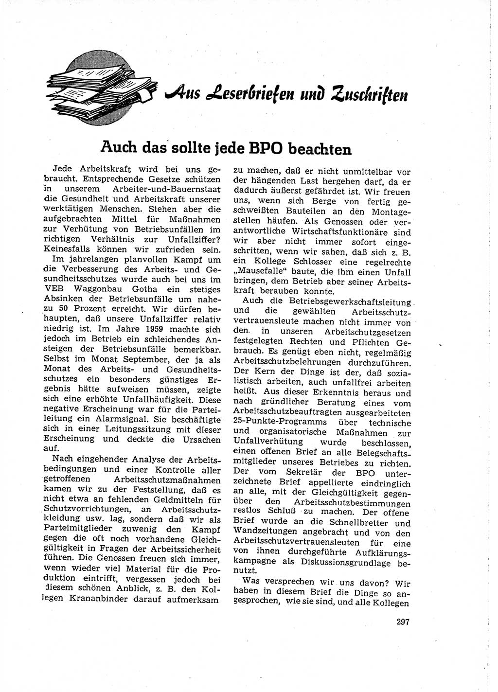 Neuer Weg (NW), Organ des Zentralkomitees (ZK) der SED (Sozialistische Einheitspartei Deutschlands) für Fragen des Parteilebens, 15. Jahrgang [Deutsche Demokratische Republik (DDR)] 1960, Seite 297 (NW ZK SED DDR 1960, S. 297)